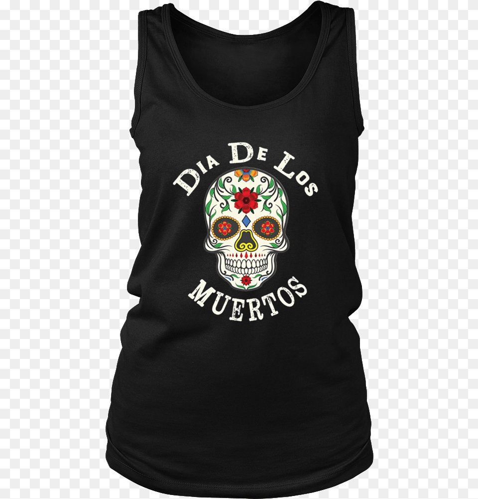 Transparent Dia De Los Muertos Skull Active Tank, Clothing, T-shirt, Tank Top, Shirt Free Png Download