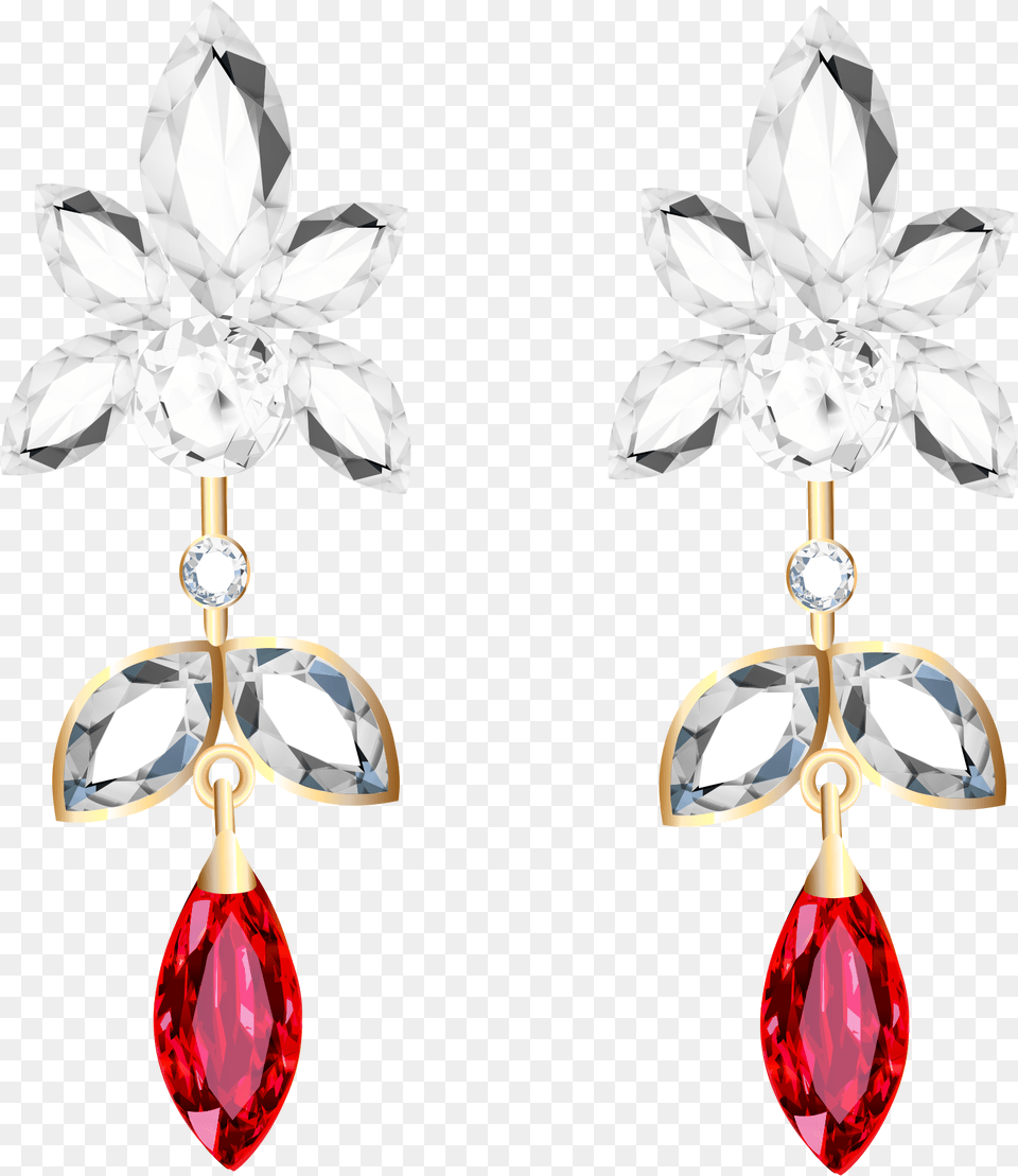 Transparent Diamond And Ruby Earrings Clipart Earrings Clipart Transparent Background, Accessories, Earring, Jewelry, Chandelier Png Image