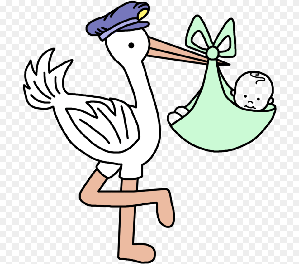 Transparent Diaper Clipart Baby Arrival Stork Baby Announcement, Animal, Bird, Waterfowl Png Image