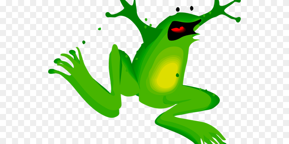 Transparent Diving Clipart Cartoon Jumping Frog Clipart, Amphibian, Animal, Green, Wildlife Png Image