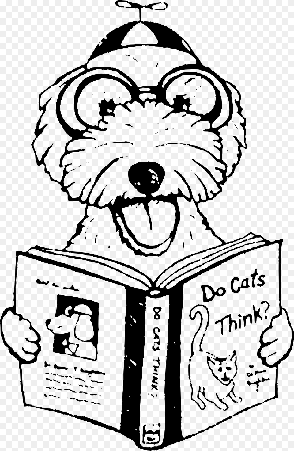 Dog Clipart Black And White Dogs Reading Black And White, Gray Free Transparent Png