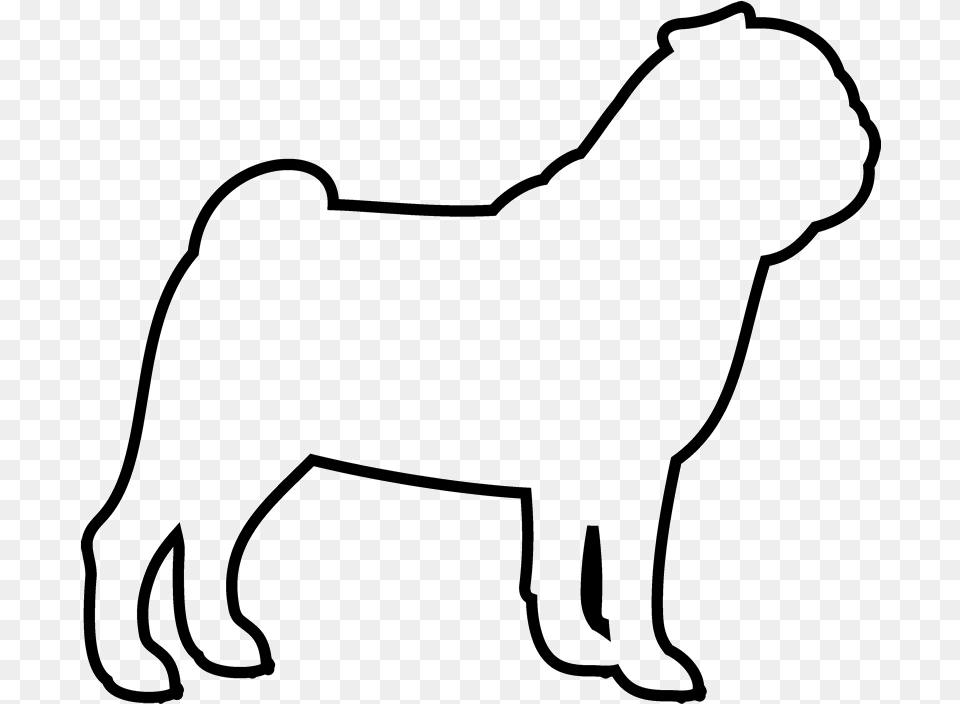 Transparent Dog Outline Outline Of A Pug, Silhouette, Electronics, Headphones, Animal Png Image