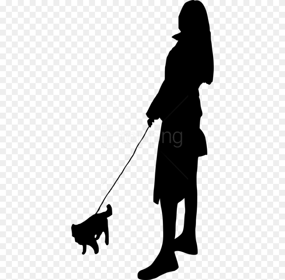 Transparent Dog Walking Silhouette, Person, Adult, Woman, Female Free Png
