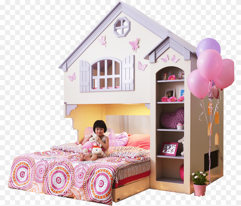 Transparent Dollhouse Tomato Kids Bed, Furniture, Baby, Person, Balloon Png Image