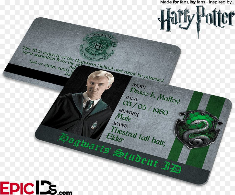 Draco Malfoy Hogwarts Student Id Card, Text, Adult, Male, Man Free Transparent Png