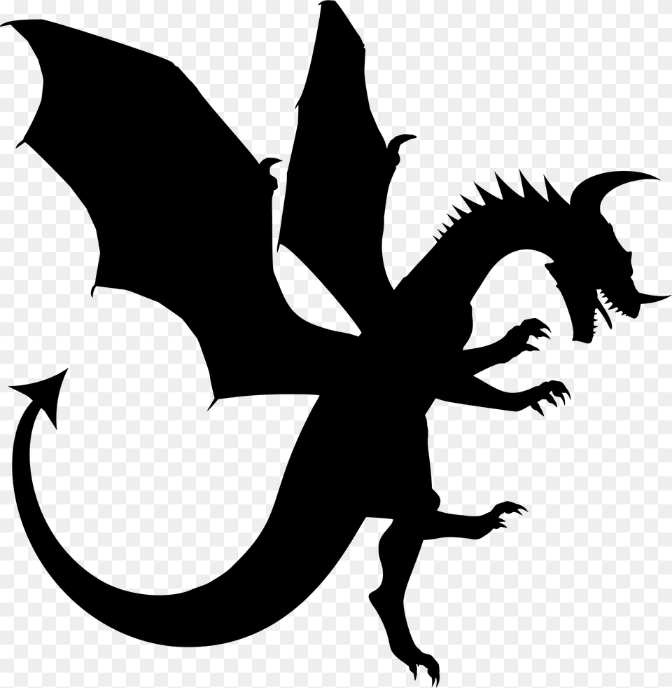 Transparent Dragon Clipart Dragon Silhouette Clipart, Gray Free Png