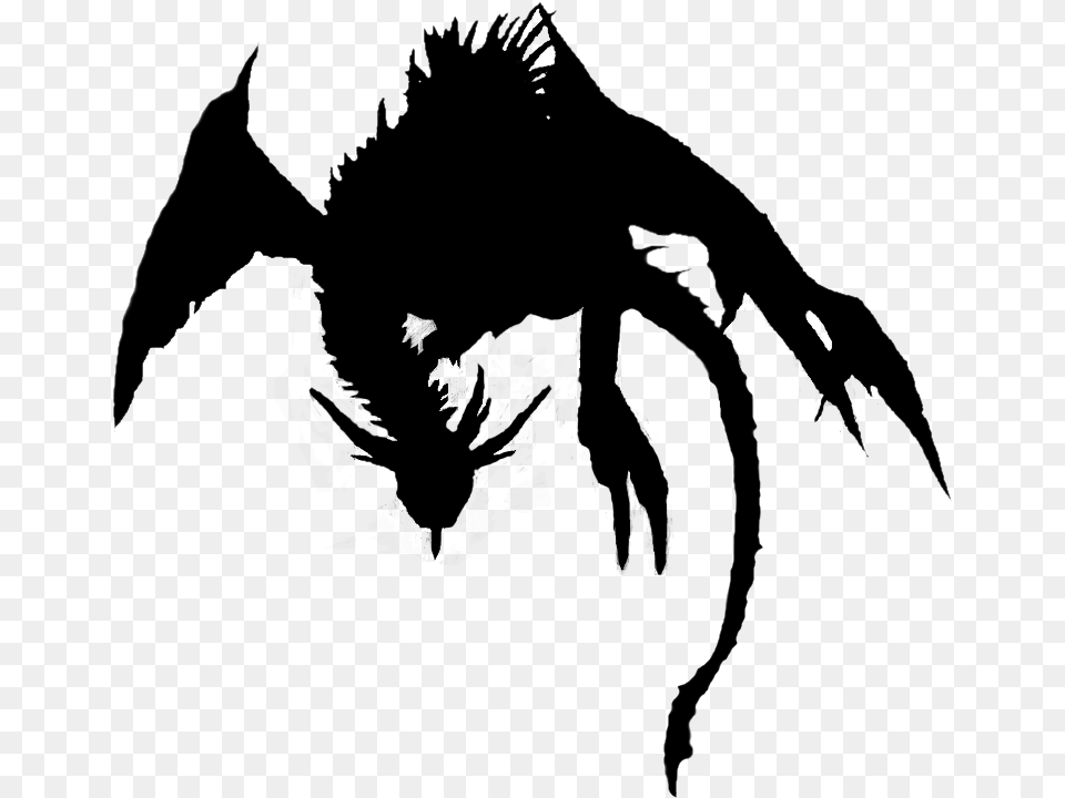 Transparent Dragon Silhouette Flying Dragon No Background, Gray Free Png