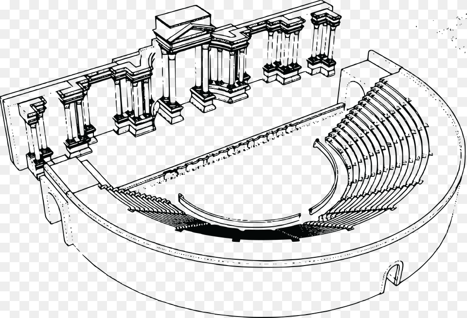 Transparent Drama Faces Roman Theater Clipart Black And White, Cad Diagram, Diagram Free Png