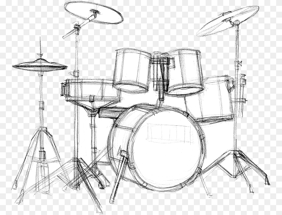 Transparent Drum Set Clipart Drum Set Drawing, Musical Instrument, Percussion Free Png Download