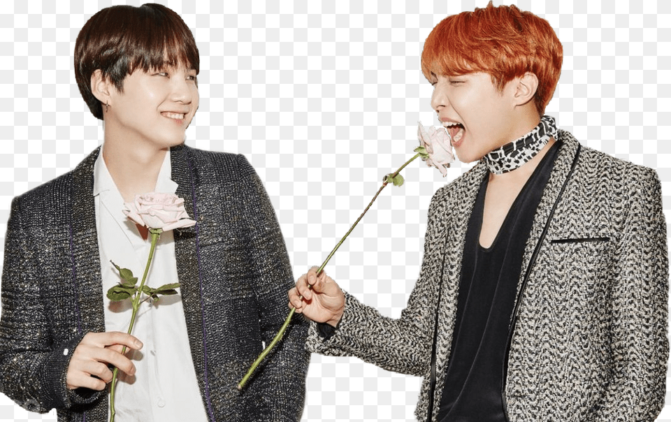 Transparent Duet Clipart Otsukare Song Suga And Jhope Cover, Jacket, Rose, Plant, Person Free Png Download