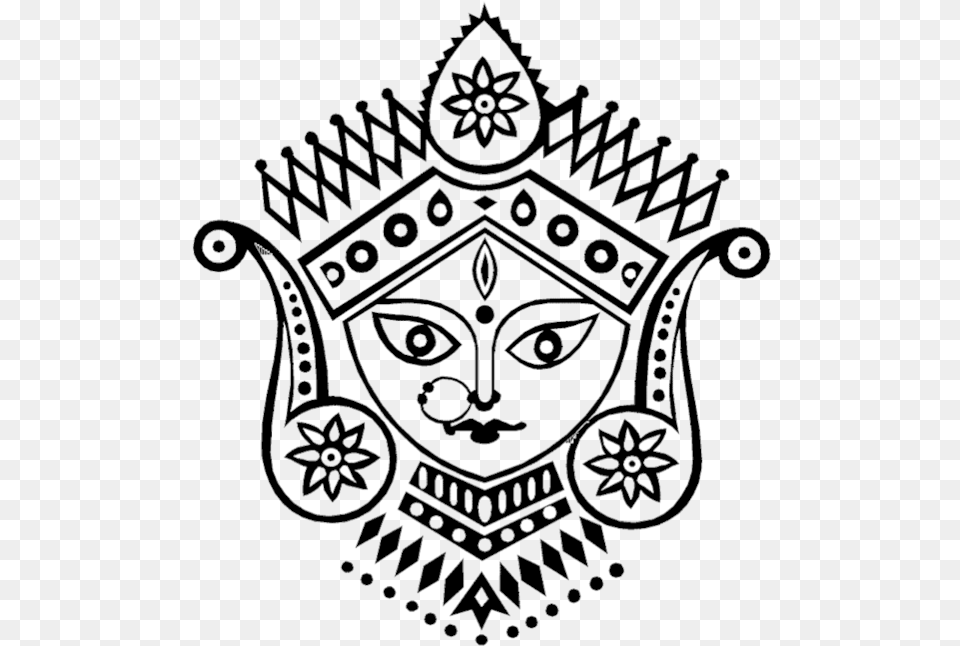 Transparent Durga Puja Ganesha How To Draw White Black Project On Durga Puja, Pattern, Face, Head, Person Free Png Download