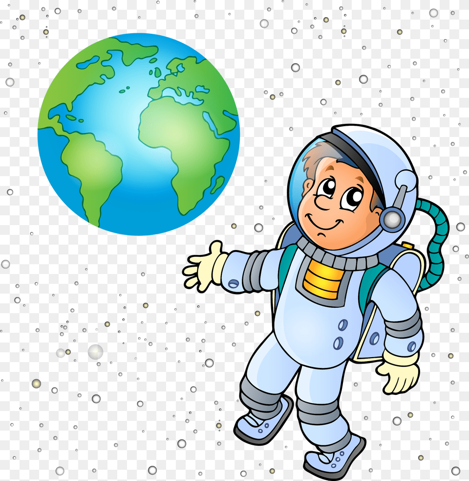 Transparent Earth Cartoon Space And Astronauts Clipart, Baby, Person, Astronomy, Outer Space Free Png Download