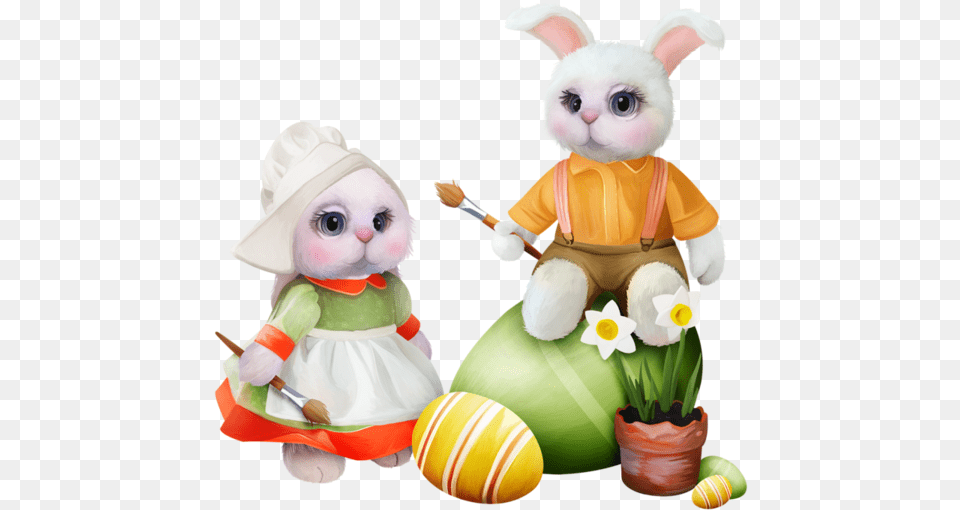Transparent Easter Bunny Rabbit Little White Rabbit Cartoon, Baby, Person, Toy Free Png Download