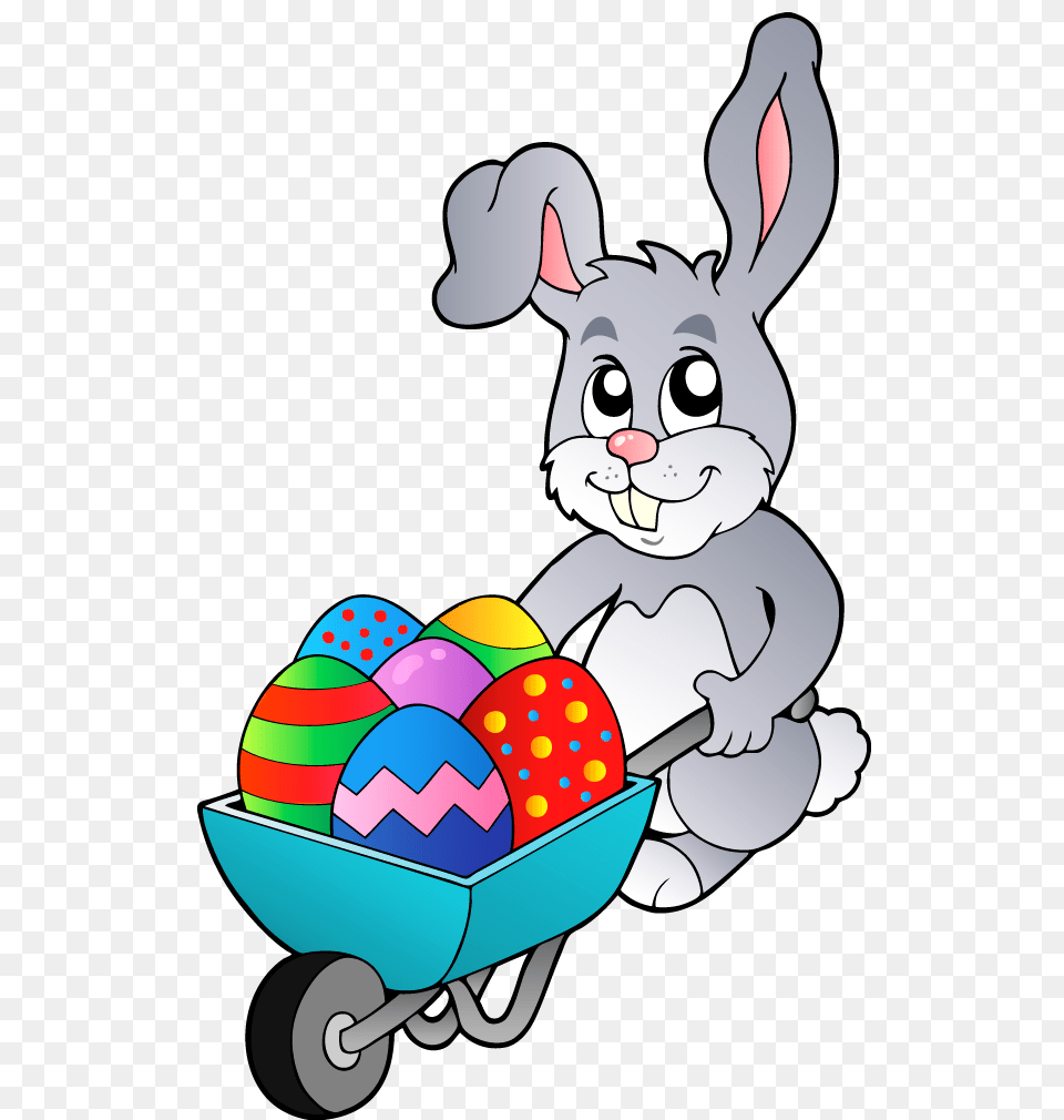 Easter Bunny With Egg Cart Clipart Picture, Cartoon Free Transparent Png