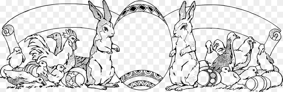 Transparent Easter Clipart Rabbit Easter Clipart Black And White, Gray Free Png