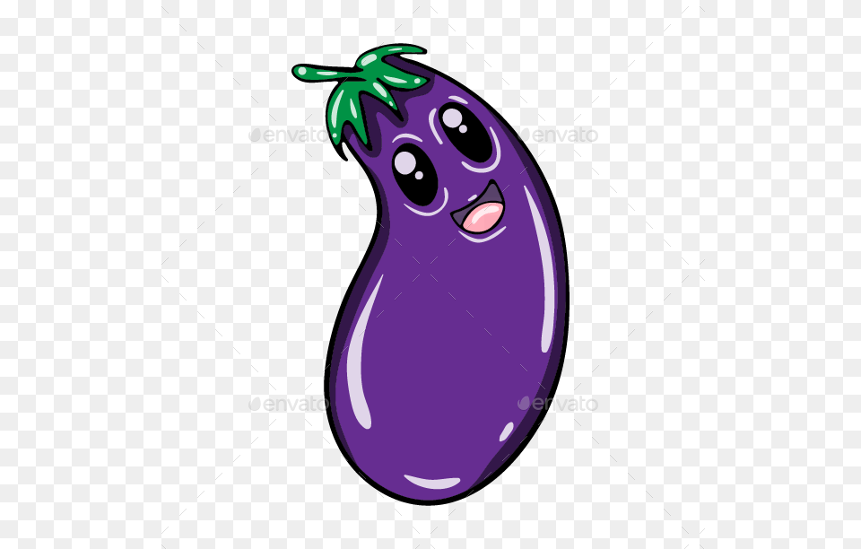 Transparent Eggplant Emoji Cartoon, Food, Produce, Purple, Plant Free Png