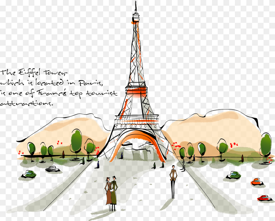 Transparent Eifel Tower Vector Painting Landscape, City, Person, Outdoors Free Png