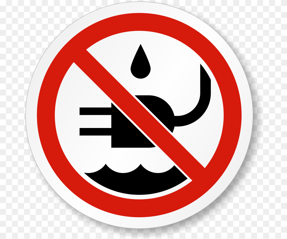 Transparent Electric Plug Water Near A Plug, Sign, Symbol, Road Sign Free Png