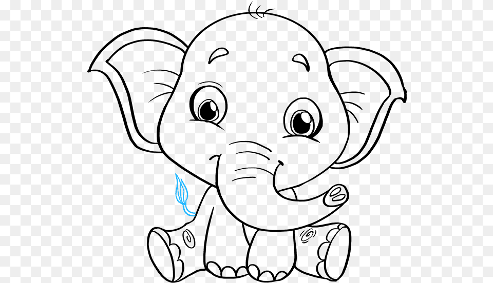 Transparent Elephant Drawing Baby Elephant Cartoon Black And White, Logo, Outdoors Free Png Download