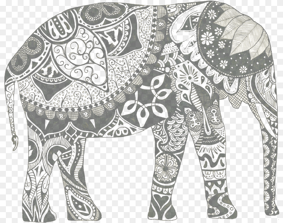 Transparent Elephant Tumblr Elephant With Design Inside, Art, Doodle, Drawing, Pattern Png