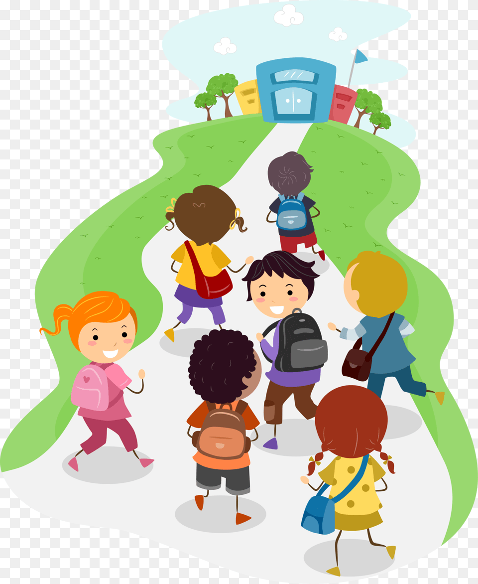 Transparent Enter Clipart Children Going To School Clipart, Person, Walking, Baby, Outdoors Free Png Download