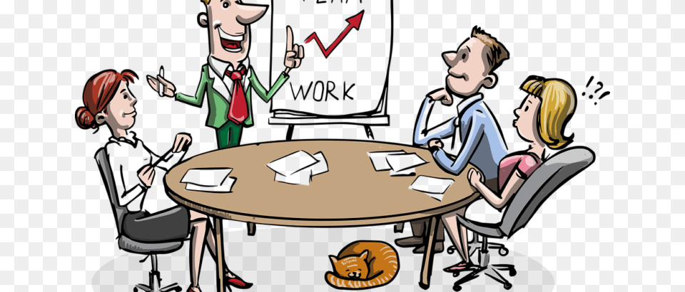 Transparent Equipo De Trabajo Meetings At Work Cartoon, Book, Publication, Comics, Adult Png