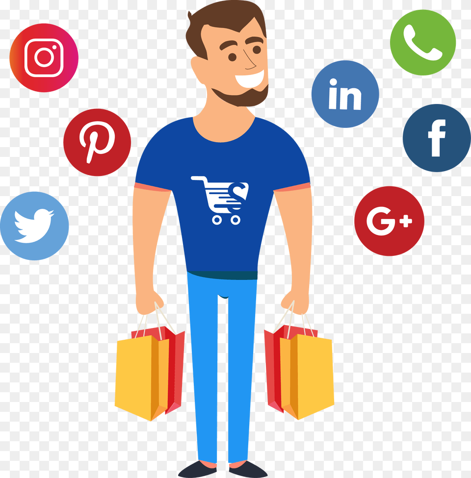 Transparent Facebook Instagram Twitter Facebook Instagram Whatsapp, Person, Shopping, T-shirt, Clothing Free Png