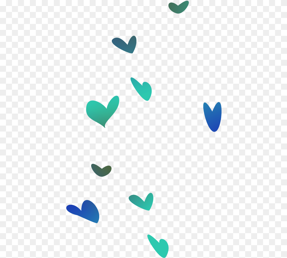 Transparent Falling Hearts Green And Blue Hearts, Paper, Flower, Petal, Plant Png Image