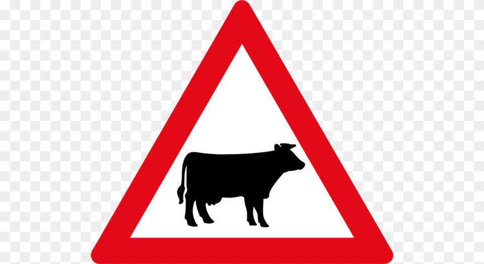 Transparent Falling Rocks Road Signs For Animals, Sign, Symbol, Animal, Cattle Free Png Download