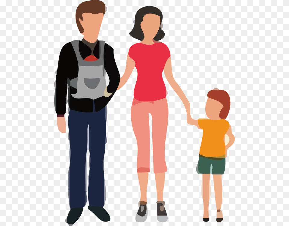 Transparent Family Day People Cartoon Standing For Holding Hands, Walking, Shorts, Clothing, Person Free Png Download
