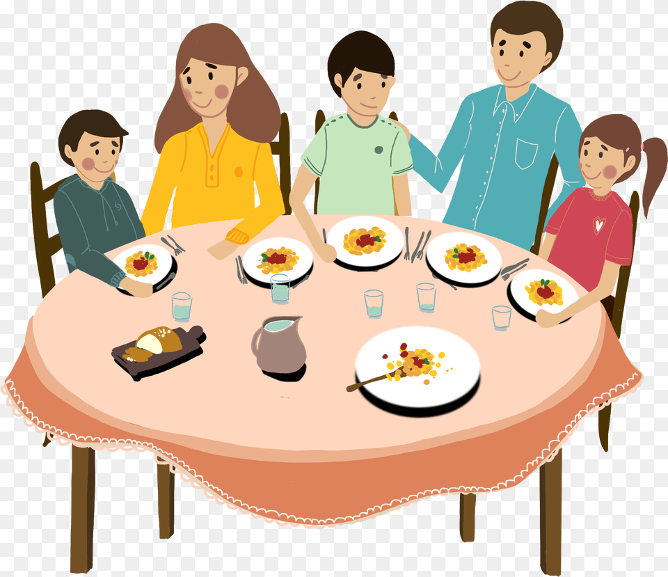 Transparent Family Dinner Table Clipart Host Family Clip Art, Furniture, Food, Lunch, Meal Png Image
