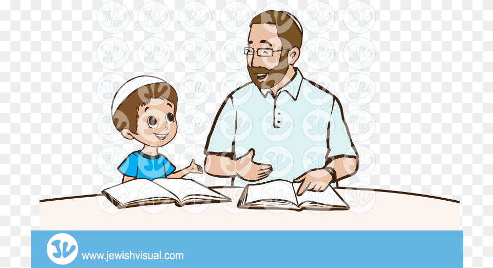 Transparent Father And Son Clipart Learning Torah Clipart, Person, People, Head, Face Free Png Download
