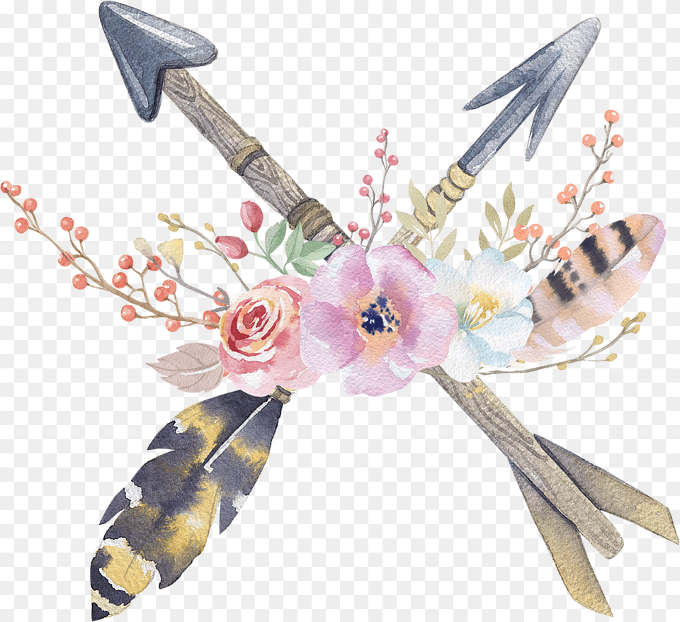 Transparent Feathered Arrow Arrows With Feathers Clipart, Flower, Plant, Rose, Art Free Png