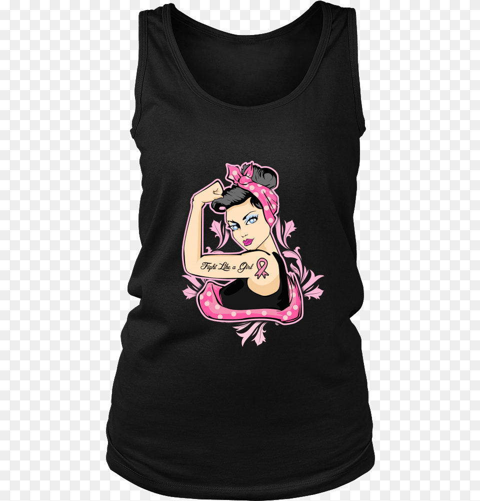 Transparent Fight Like A Girl Rosie The Riveter Fight Like A Girl Breast Cancer, Clothing, T-shirt, Tank Top, Face Png