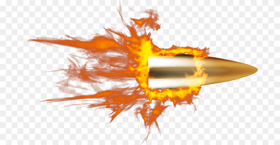 Transparent Fire Photoshop Bullet On Fire, Ammunition, Weapon, Flame, Animal Free Png