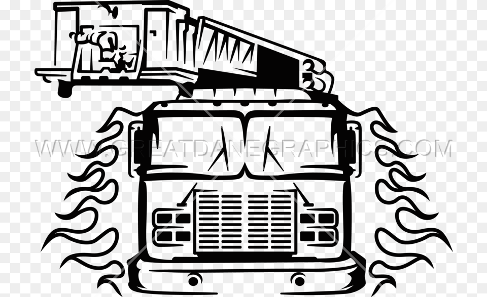Transparent Firetruck Black And White Fire Truck Clipart, Transportation, Vehicle, Bulldozer, Machine Png