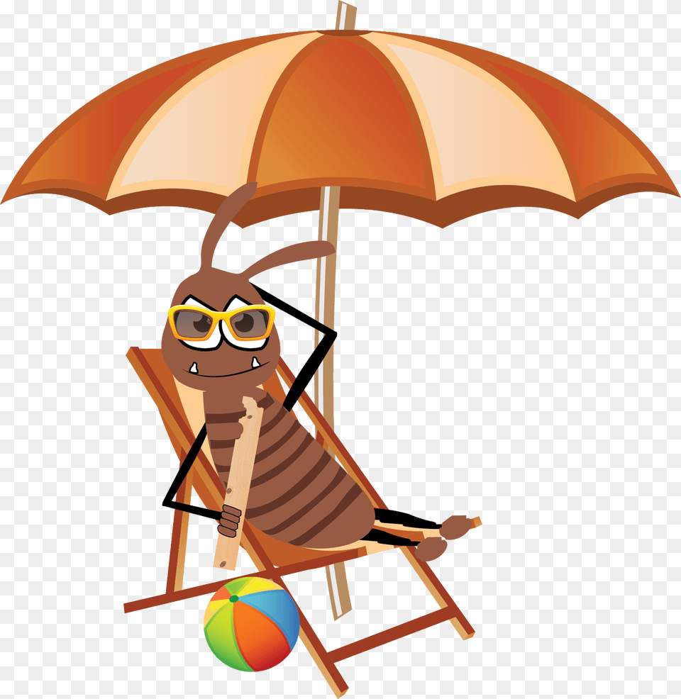 Transparent First Day Of Summer Clipart Beach Chair And Umbrella Cartoon, Canopy, Accessories, Glasses, Volleyball Free Png Download
