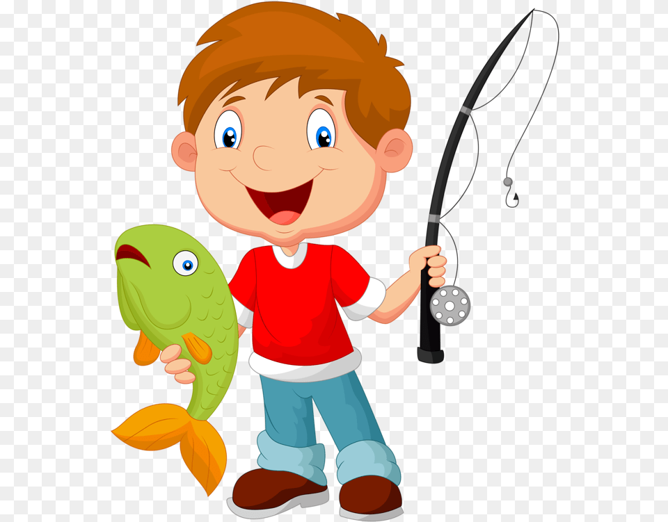 Transparent Fish Clipart Kids Fishing Clip Art, Water, Outdoors, Leisure Activities, Person Png Image