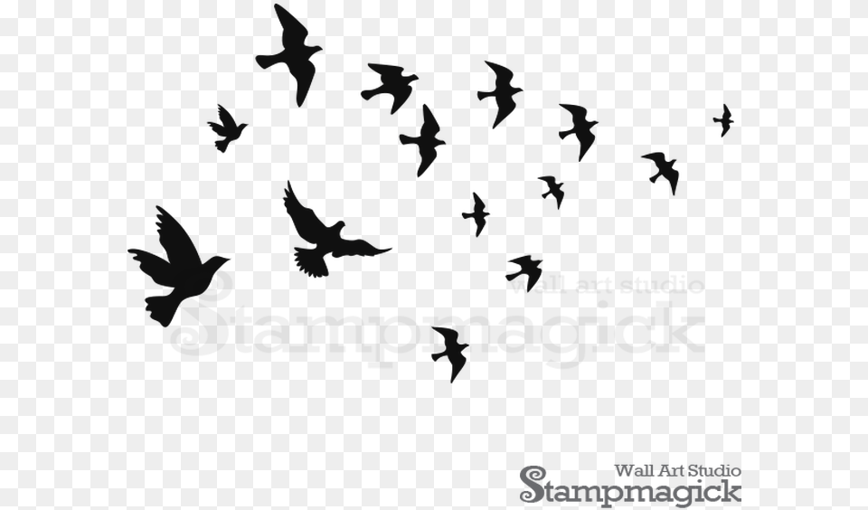Transparent Flock Of Birds Silhouette Bird Wall Painting Design, Animal, Flying Free Png Download