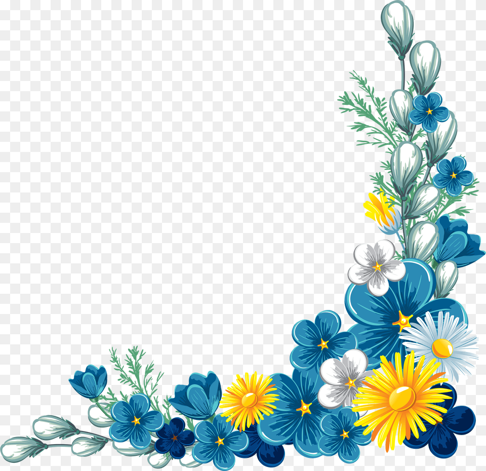 Transparent Floral Border Blue Flower Border Clipart, Art, Daisy, Floral Design, Graphics Free Png