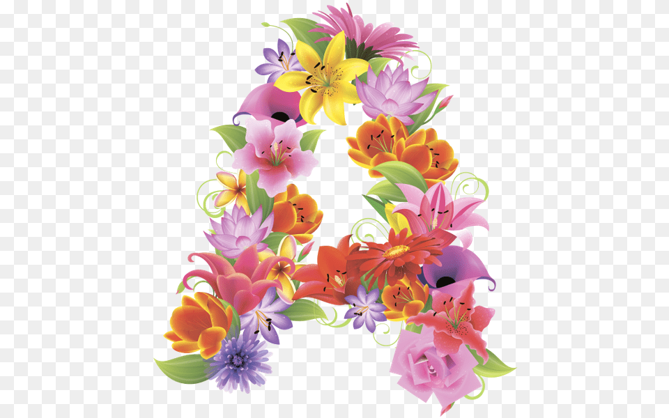 Transparent Floral Numbers Clipart Letter A Flower Design, Accessories, Pattern, Graphics, Plant Free Png