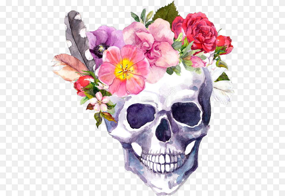 Transparent Flores Tumblr Skull With Flower Calaveras Con Flores Dibujos, Plant, Flower Arrangement, Flower Bouquet, Art Png Image