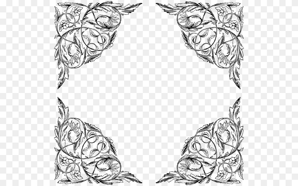 Transparent Flourish Transparent Border Corners, Gray Png