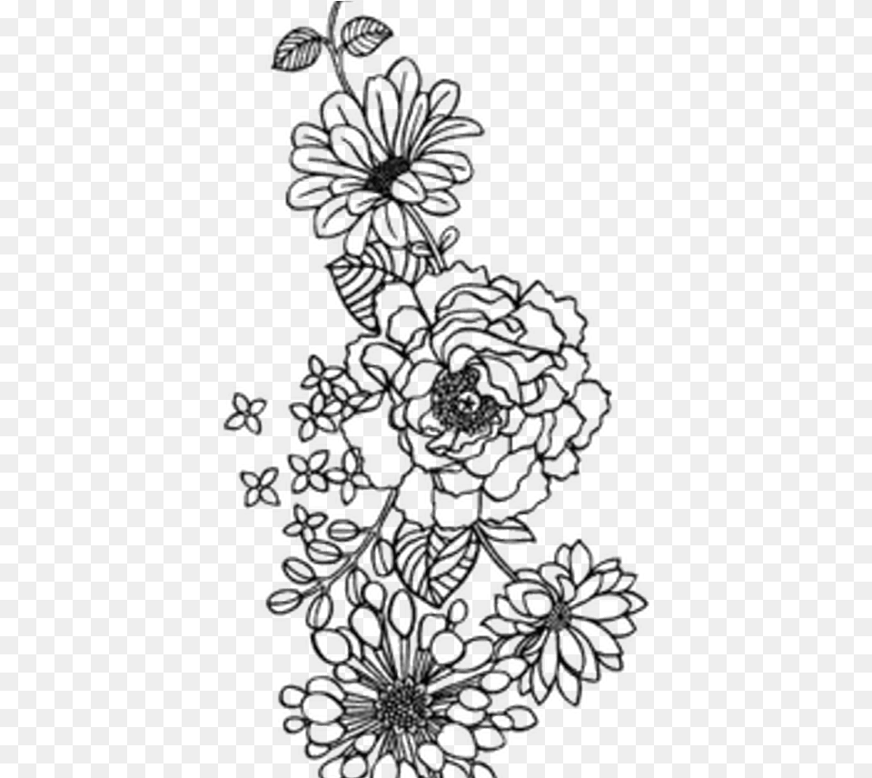 Transparent Flower Drawing Tumblr Black And White Flower, Lace, Chandelier, Lamp, Pattern Png Image