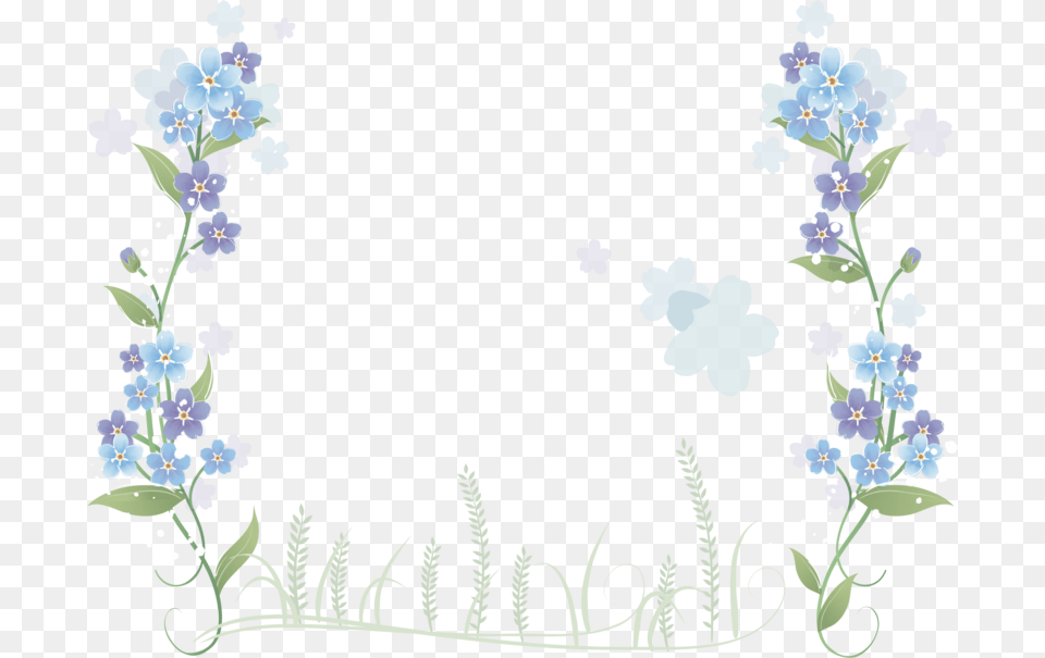 Transparent Flowers Border Clipart Blue Flower Border Transparent Background, Accessories, Jewelry, Plant, Pattern Free Png Download