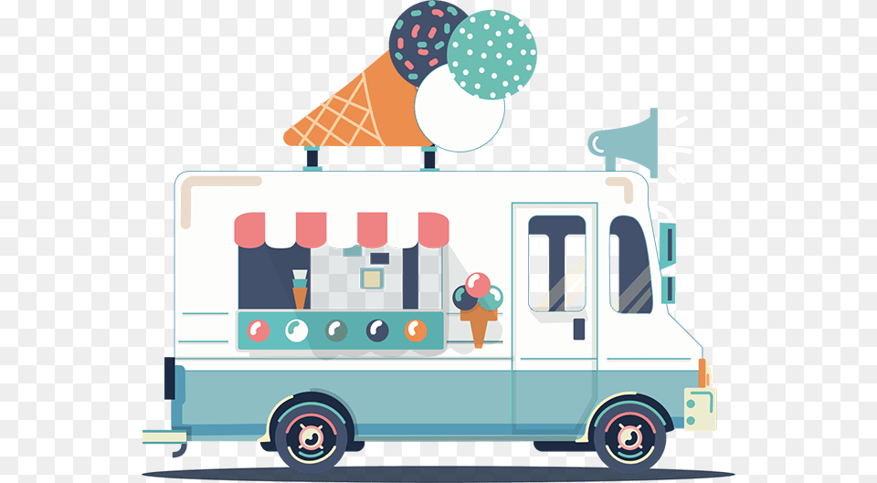 Transparent Food Truck Clipart Ice Cream Truck, Vehicle, Van, Transportation, Dessert Free Png