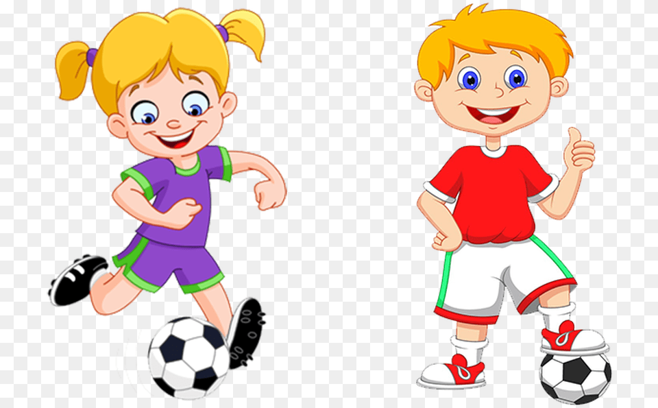 Football Kicker Clipart Play Soccer Cartoon Girl, Baby, Soccer Ball, Person, Sport Free Transparent Png