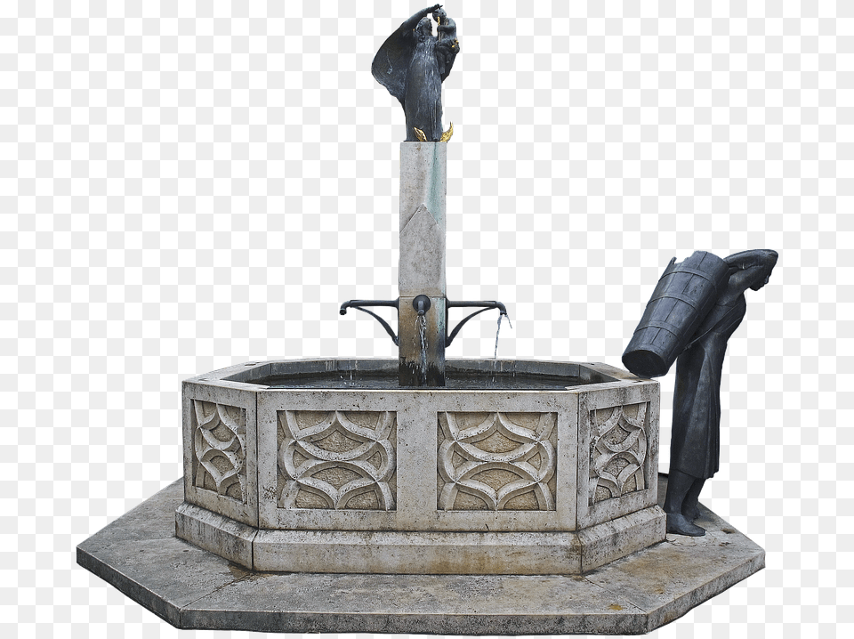 Transparent Fountain Of Youth Clipart Statue, Architecture, Water, Adult, Male Free Png