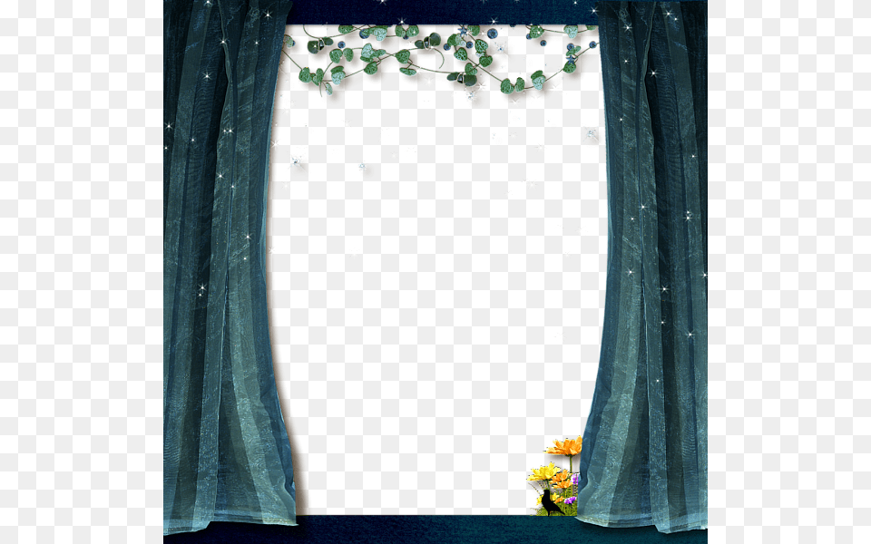 Transparent Frame Transparent Blue Curtains Blue Curtains Transparent Fantasy Curtain, Flower, Flower Arrangement, Flower Bouquet, Plant Free Png Download