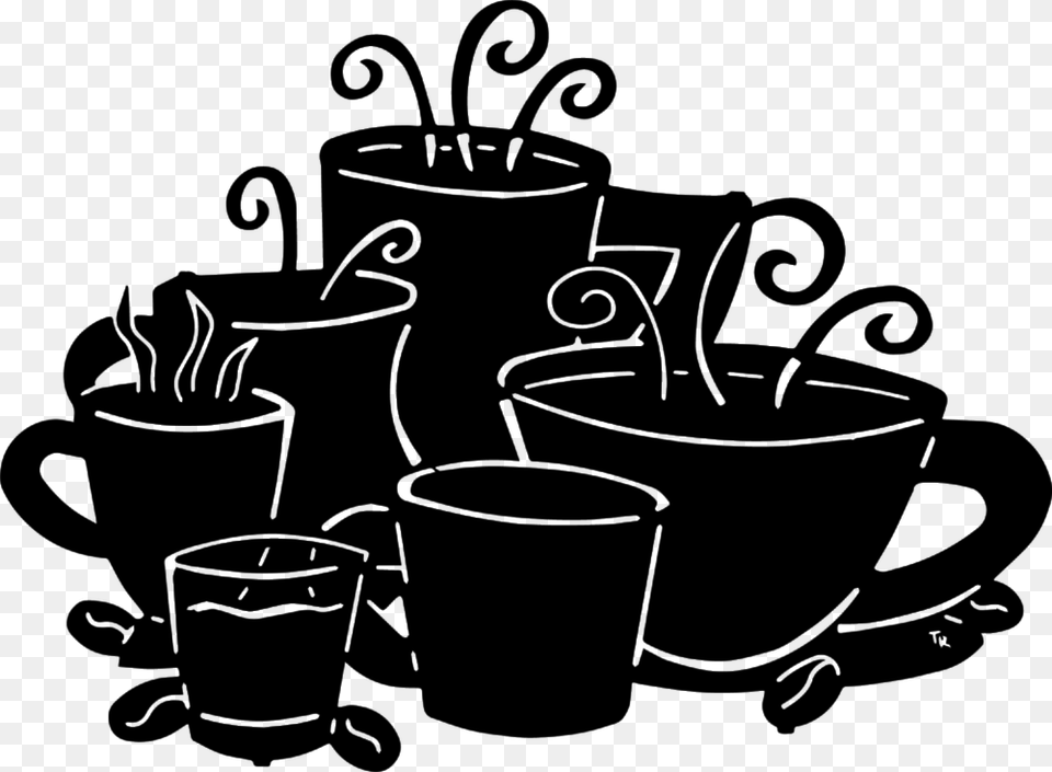 Transparent Free Coffee Black Wall Art Coffee Cups, Gray Png